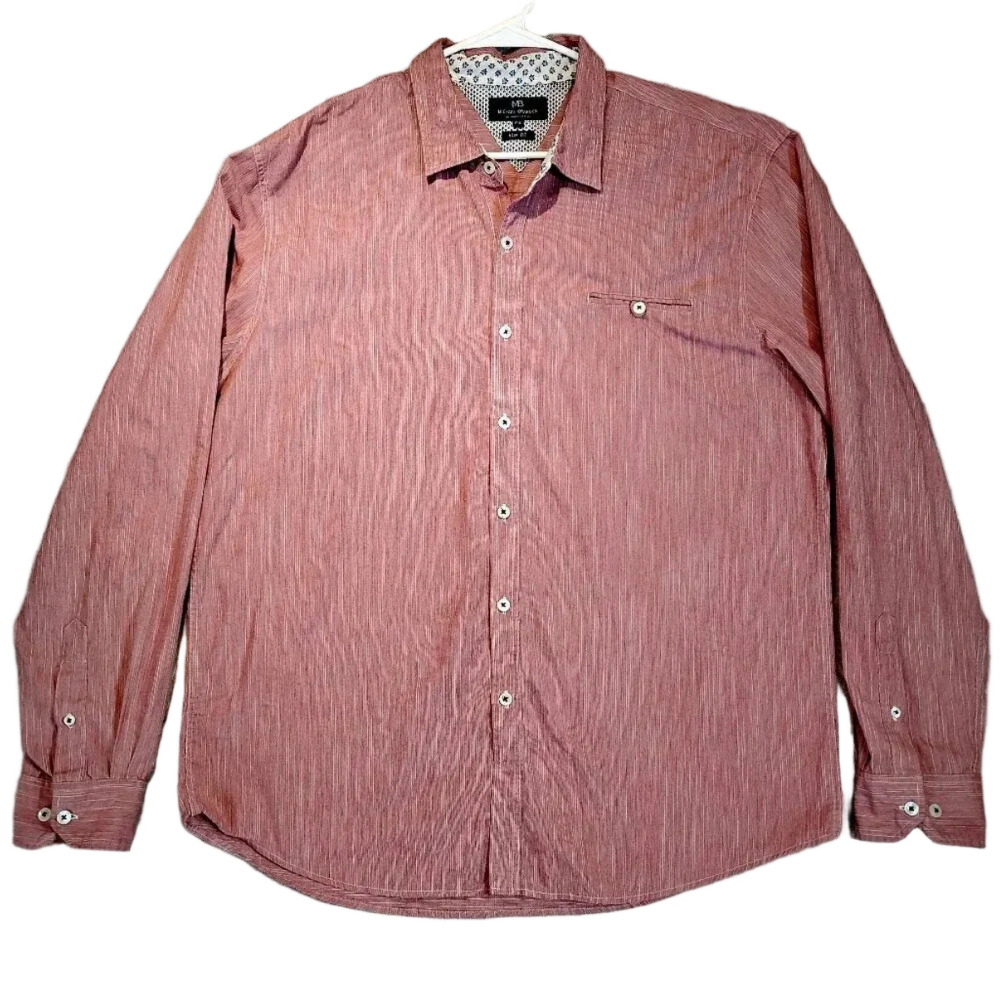 Michael Brandon Men's Red Long Sleeve Button Up Dress Shirt SLIM FIT XXL